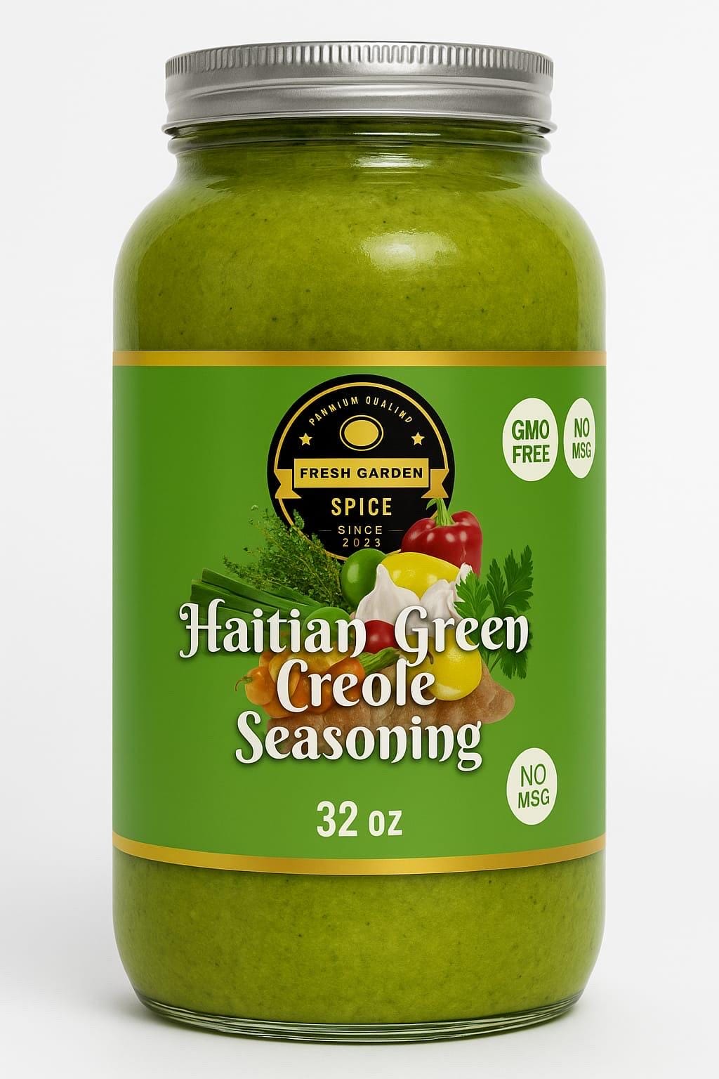 Green Organic Haitian Epis: All-Purpose Creole Seasoning Marinade - 32 oz